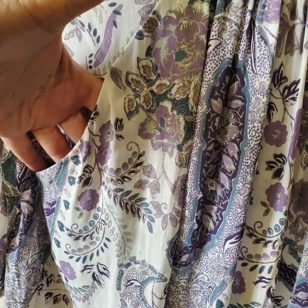 Free People Rain Or Shine Lace Up Mini Dress Ivory Paisley Womens XS - Picture 2 of 15